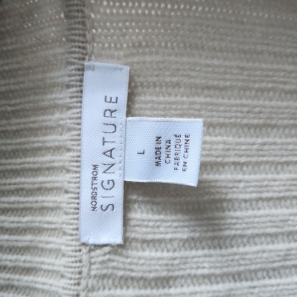 Nordstrom Signature - Cashmere/Wool Cable Knit Sweater, Oatmeal, Size L - Picture 12 of 14